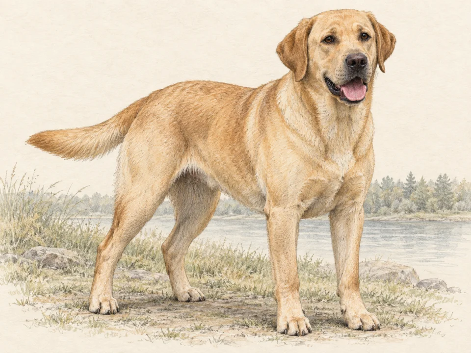 Original illustration of an adult Labrador Retriever
