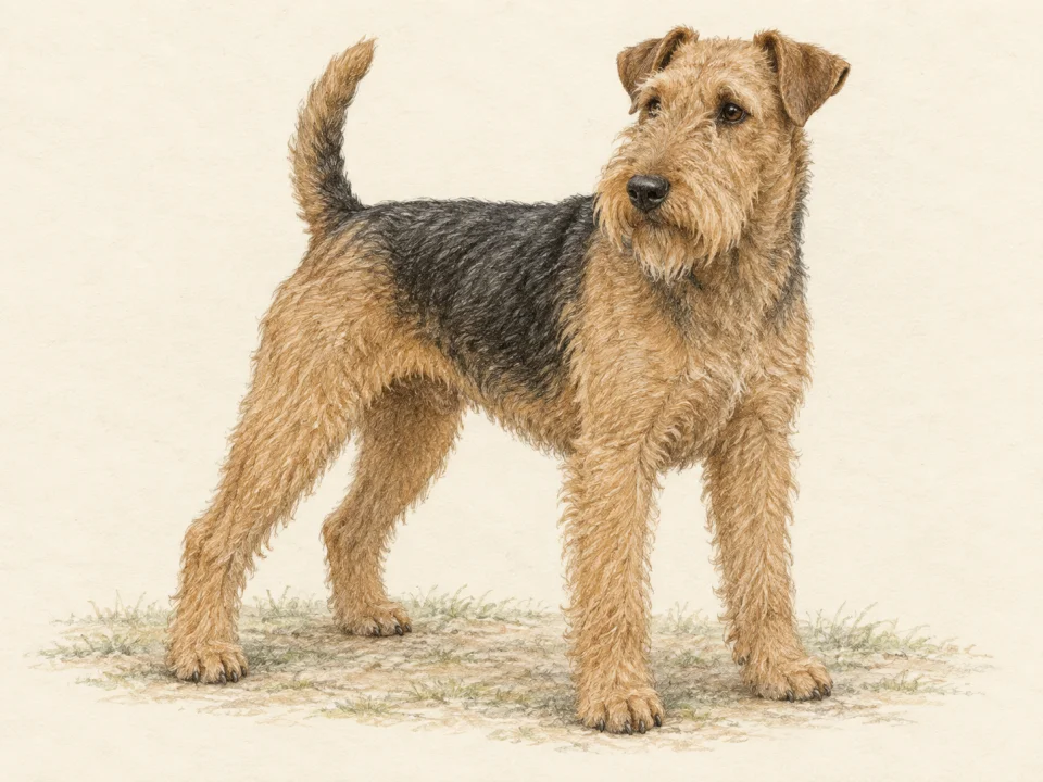 Original illustration of an adult Lakeland Terrier