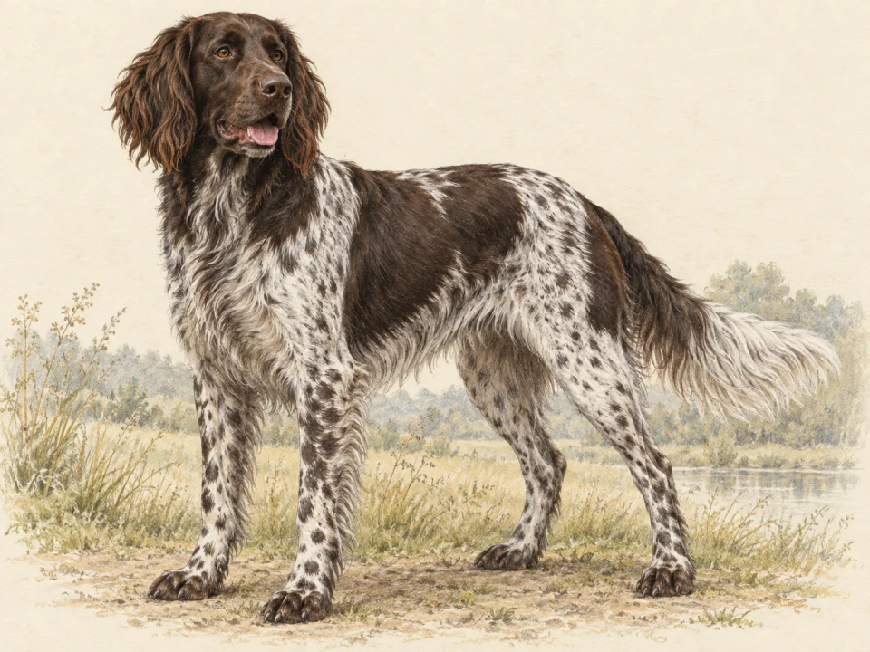 Original illustration of an adult Large Munsterlander