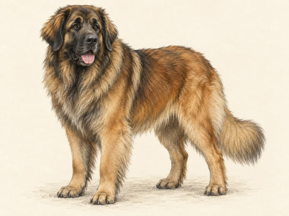 Original illustration of an adult Leonberger