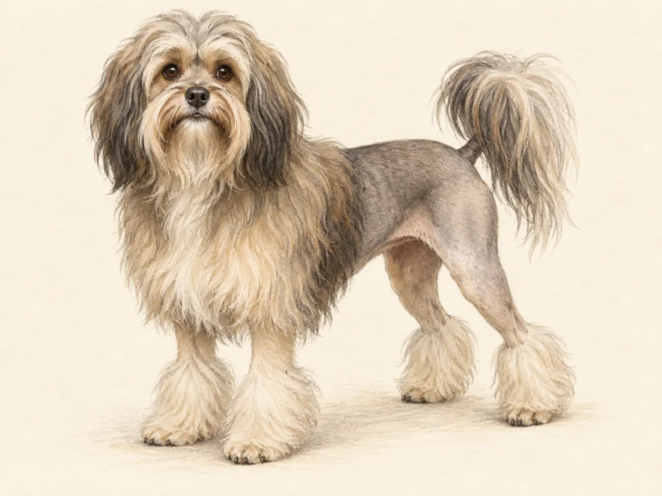 Original illustration of an adult Löwchen
