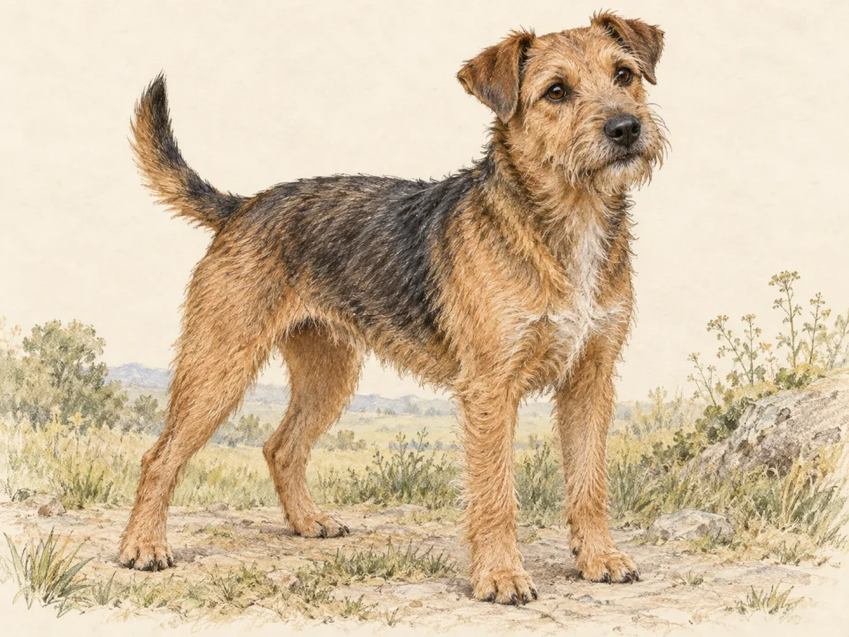 Original illustration of an adult Lucas Terrier