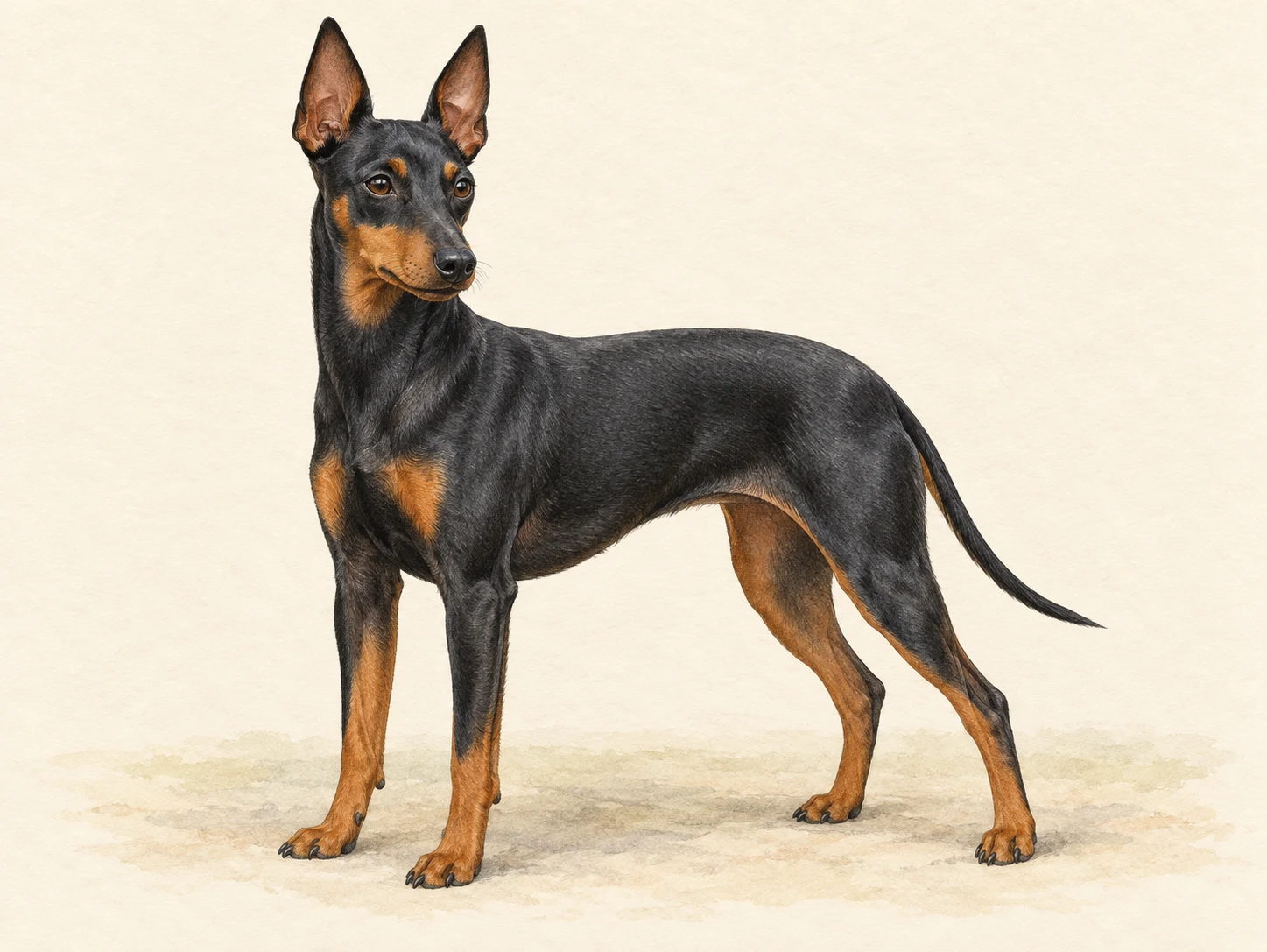 Original illustration of an adult Manchester Terrier (Toy)
