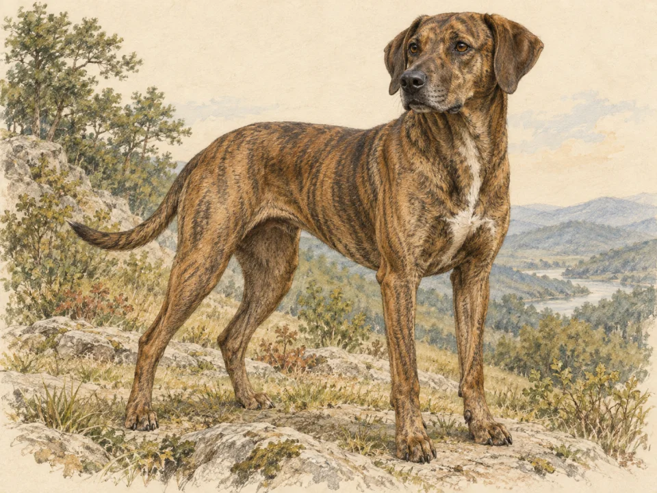 Original illustration of an adult Mountain Cur