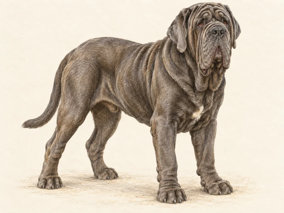 Original illustration of an adult Neapolitan Mastiff