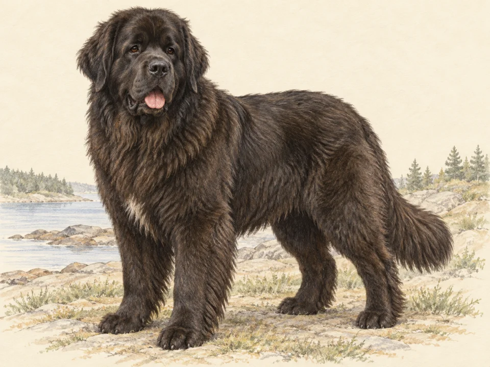 Original illustration of an adult Newfoundland