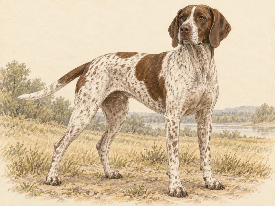 Original illustration of an adult Old Danish Pointer