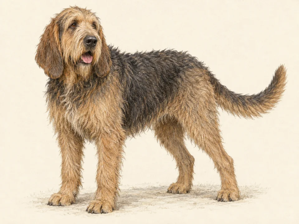 Original illustration of an adult Otterhound