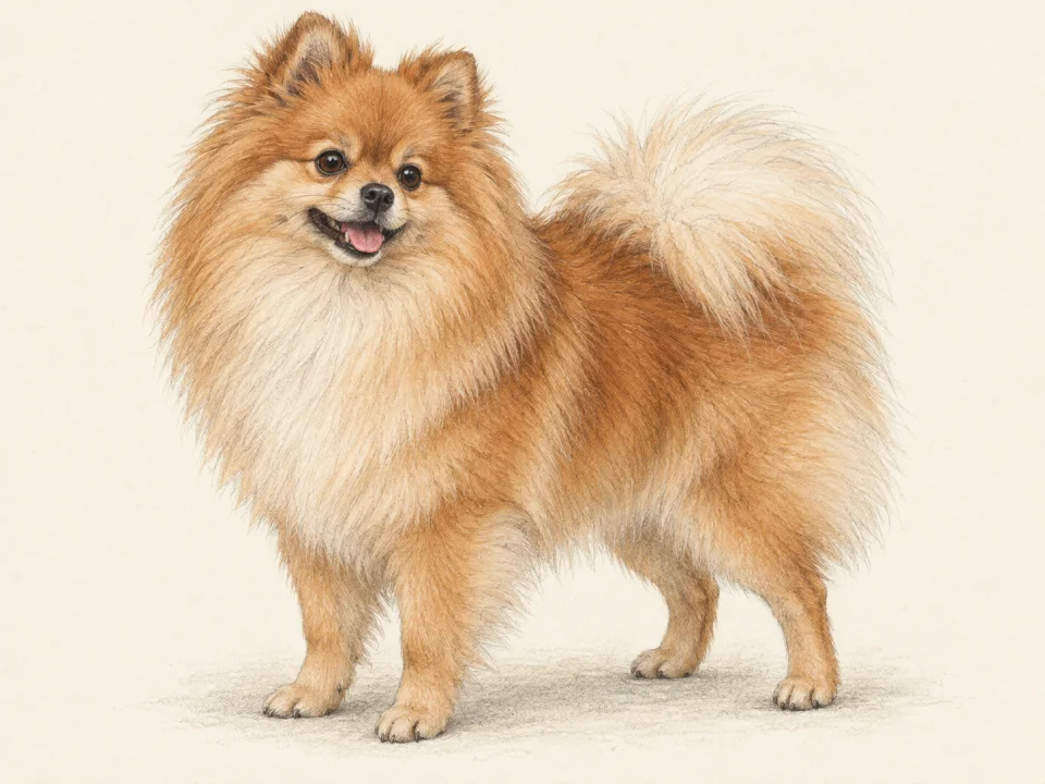 Original illustration of an adult Pomeranian