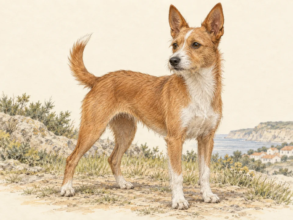 Original illustration of an adult Portuguese Podengo Pequeno