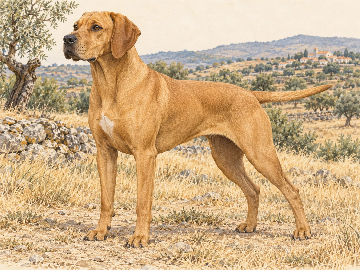 Original illustration of an adult Portuguese Pointer