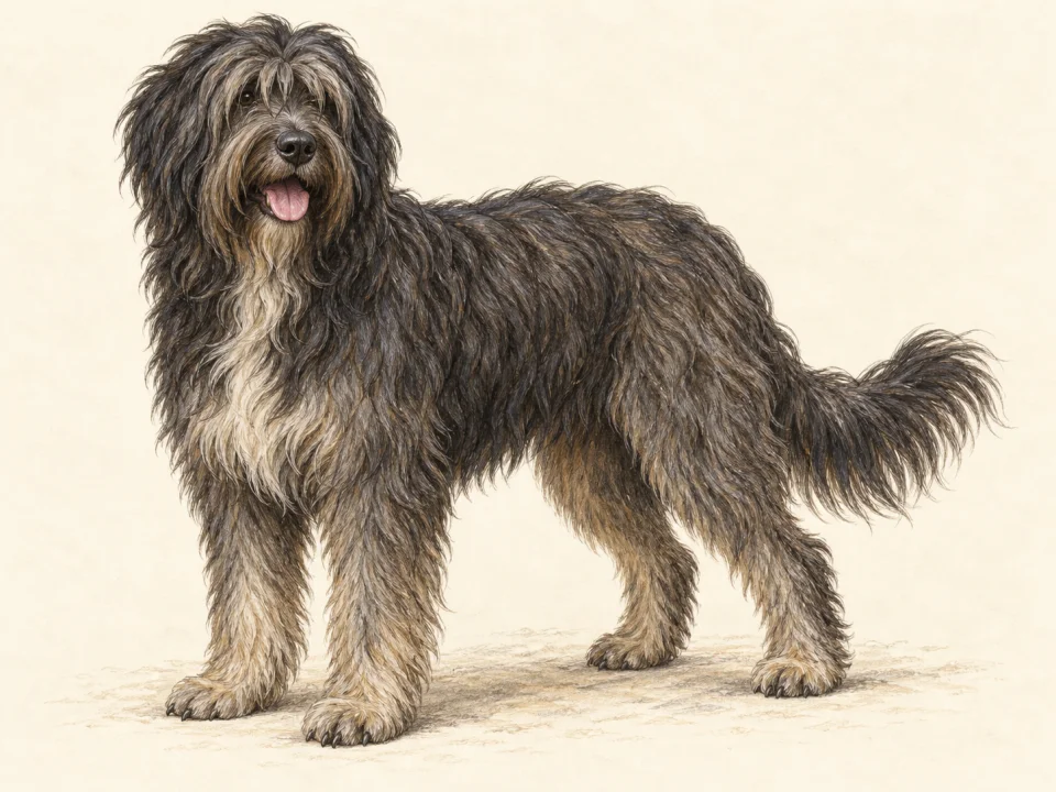Original illustration of an adult Portuguese Sheepdog