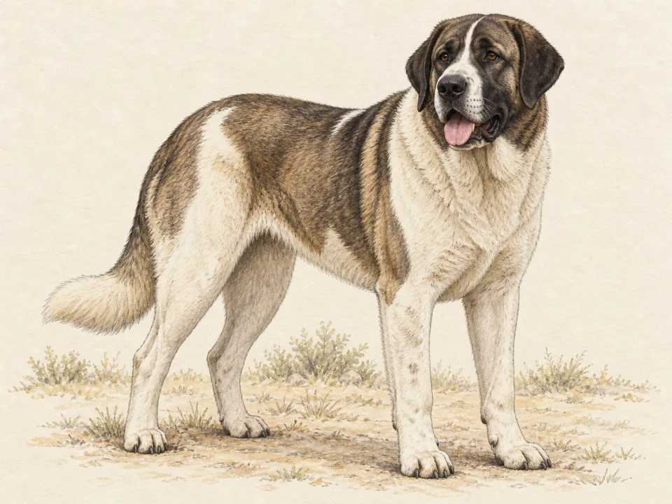 Original illustration of an adult Rafeiro do Alentejo