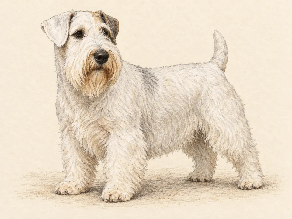 Original illustration of an adult Sealyham Terrier