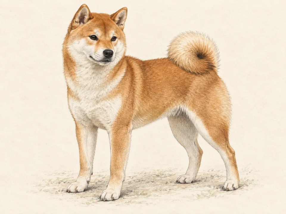 Original illustration of an adult Shiba Inu