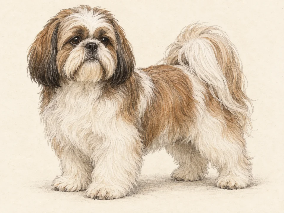Original illustration of an adult Shih Tzu