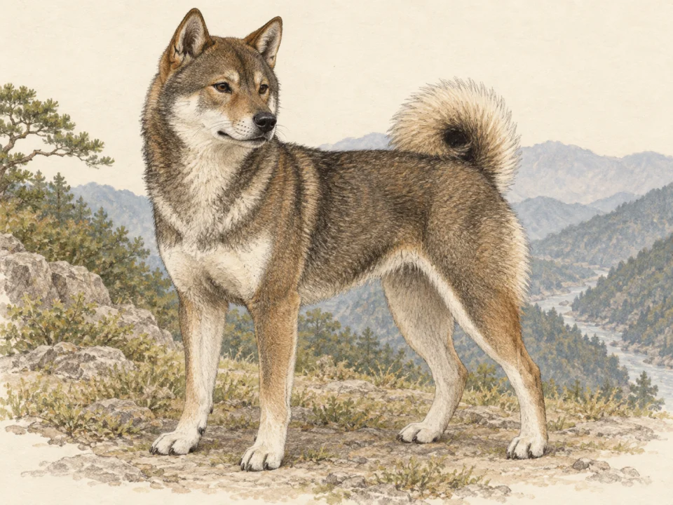 Original illustration of an adult Shikoku Ken