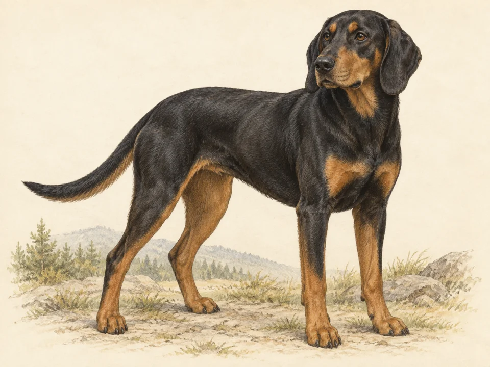 Original illustration of an adult Slovensky Kopov