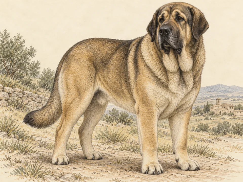 Original illustration of an adult Spanish Mastiff