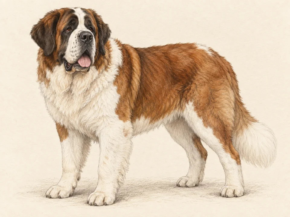 Original illustration of an adult Saint Bernard