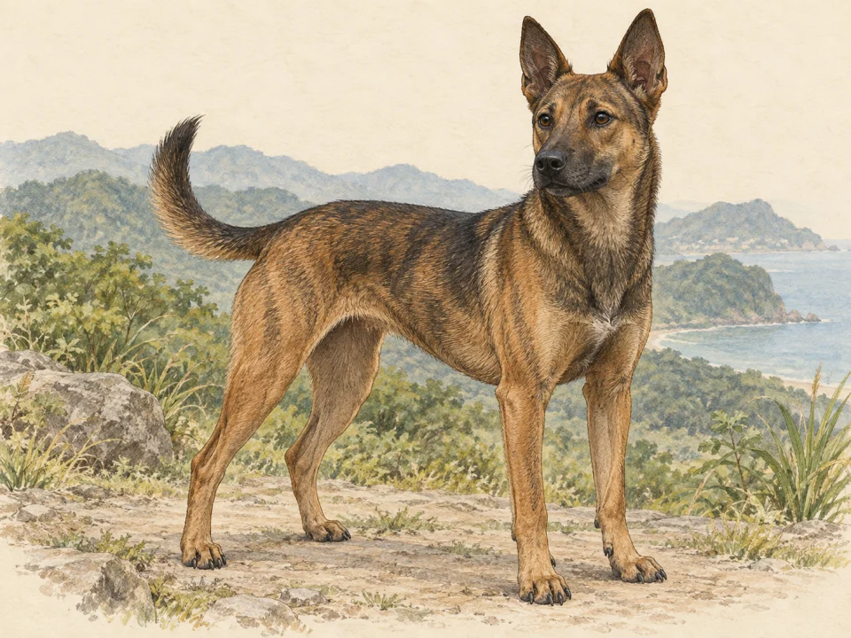 Original illustration of an adult Taiwan Dog