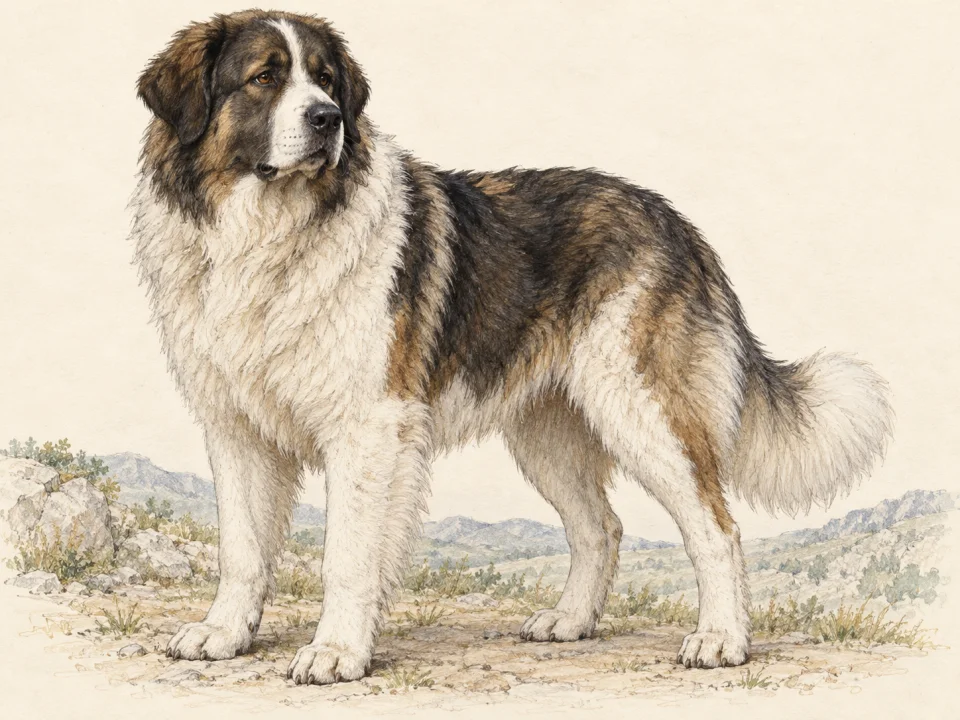 Original illustration of an adult Tornjak