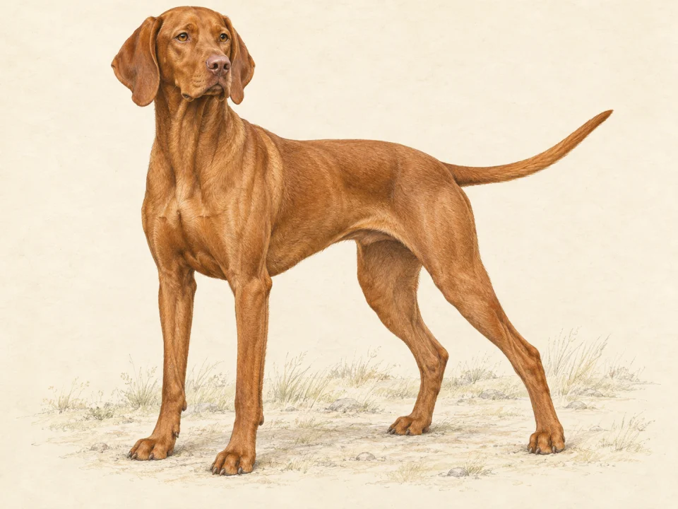 Original illustration of an adult Vizsla