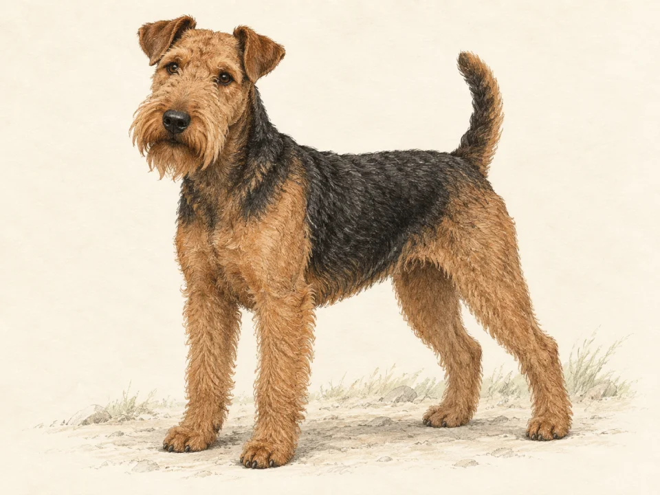 Original illustration of an adult Welsh Terrier