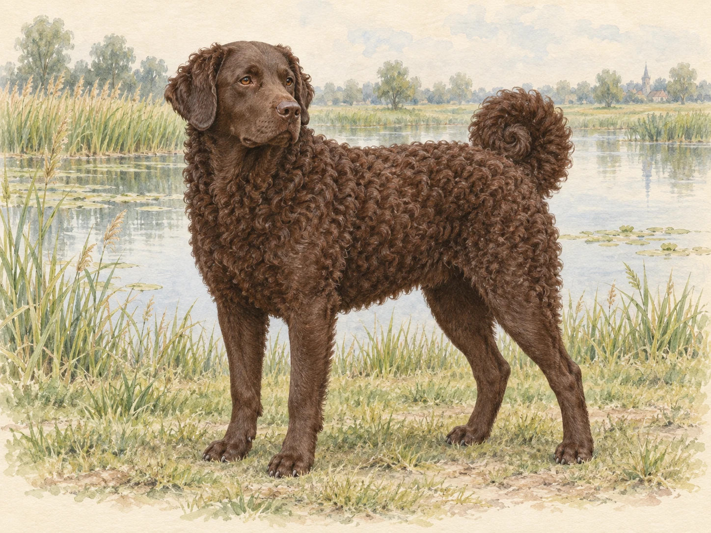 Original illustration of an adult Wetterhoun