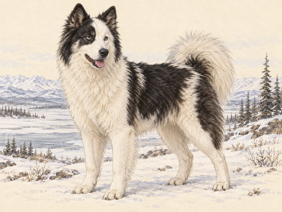 Original illustration of an adult Yakutian Laika