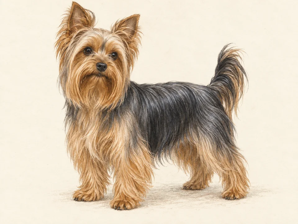 Original illustration of an adult Yorkshire Terrier